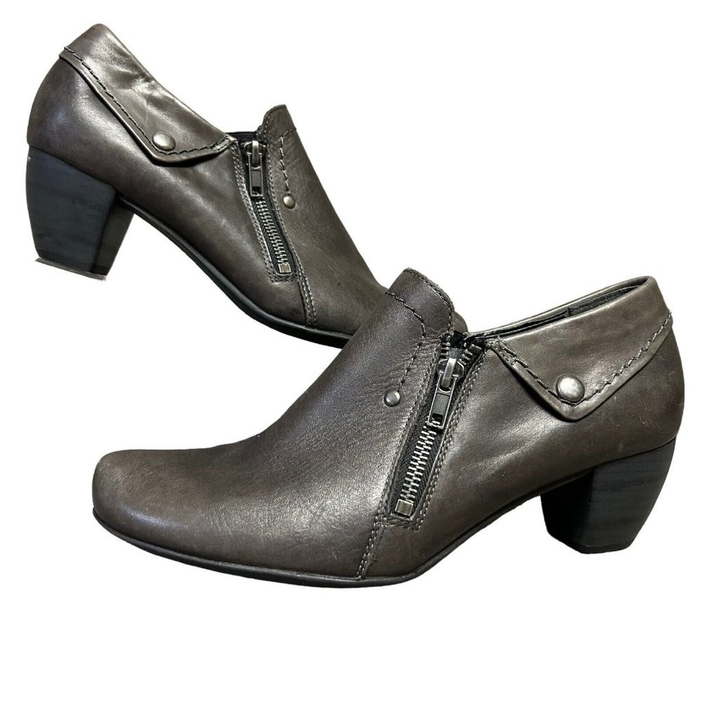 Remonte Dorndorf Brown Leather Side Zip Bootie Boot Shoes Womens 40 US 9-9.5